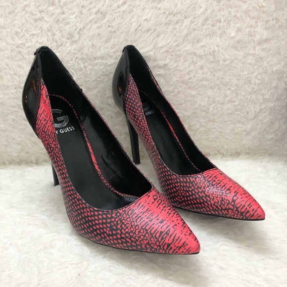 G by Guess pink black animal print heels - Picture 3 of 11